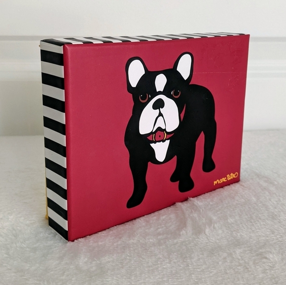 marc tetro Frenchie Print Wallet Wristlet Zip Around PVC Saffiano Red NWT - Picture 12 of 13